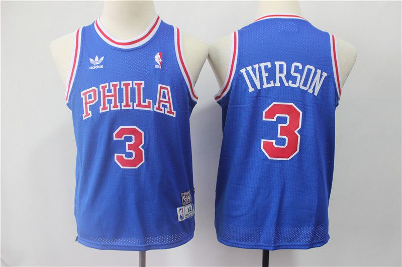 Youth Philadelphia 76ers #3 Iverson Blue Adidas NBA Jerseys->boston celtics->NBA Jersey